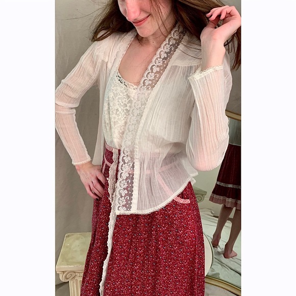 Gunnies Gunne Sax Lace guzzy cotton Vintage Jacket - Picture 5 of 5